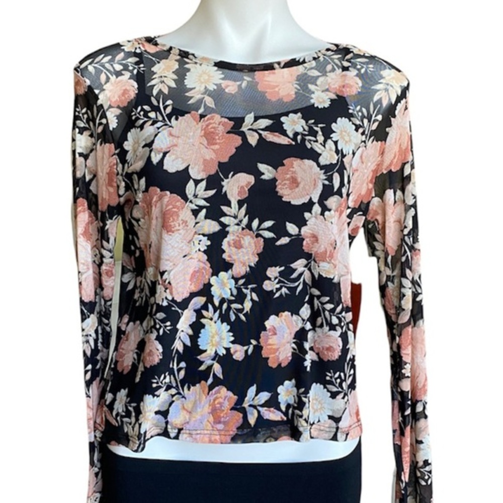 Floral Mesh Long Sleeve Top